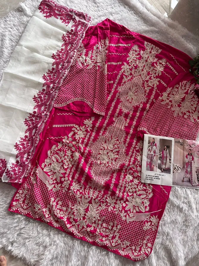 JT 147 F Johra Tex Cambric Rayon Cotton Embroidery Pakistani Suit Orders In India